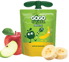 GoGo Squeez FruitZ Apple Banana Applesauce Pouch with new logo