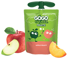 GoGo Squeez FruitZ Apple Peach Applesauce Pouch with new logo