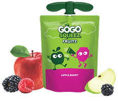 GoGo Squeez FruitZ Apple Berry Applesauce Pouch with new logo