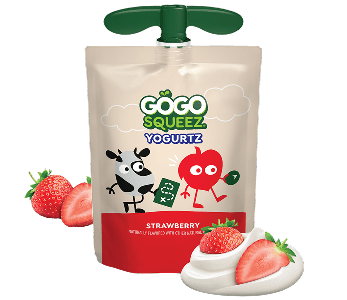 GoGo Squeez YogurtZ Strawberry Flavored Pouch with new logo