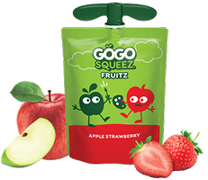 GoGo Squeez FruitZ Apple Strawberry Applesauce Pouch with new logo