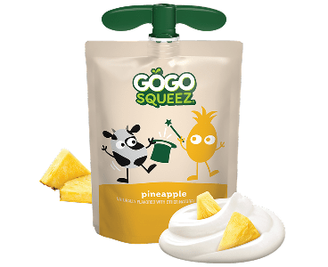 GoGo SqueeZ YogurtZ Pineapple Flavor Pouch with new logo