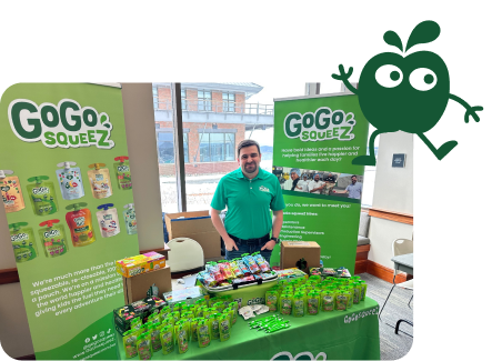 Gogo Squeez booth at an event in the community