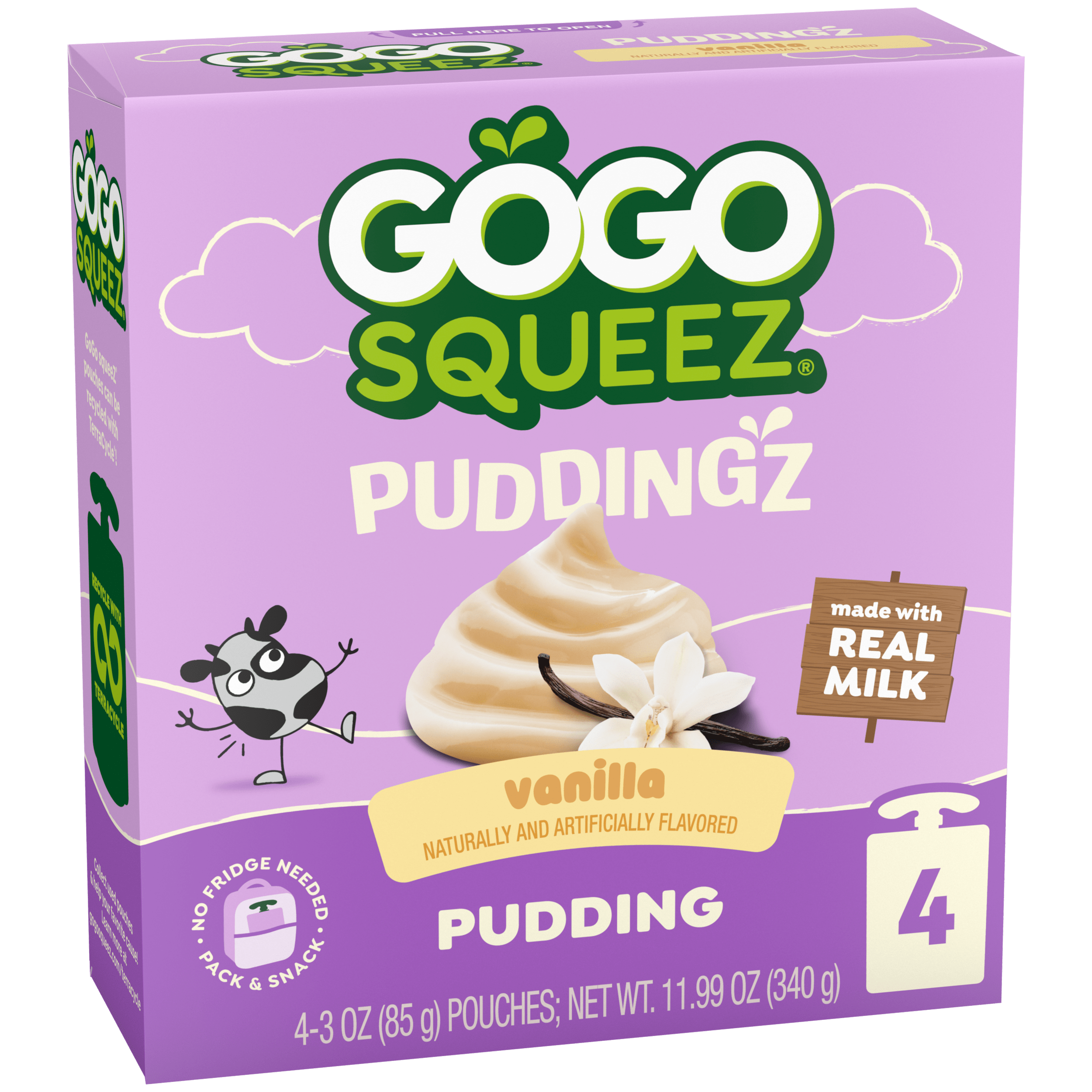 GoGo Squeez PuddingZ Vanilla Pudding Pouches 4 count product box