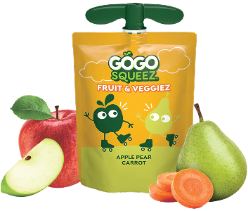GoGo Squeez Fruit & VeggieZ Apple Pear Carrot Applesauce Pouch with new logo