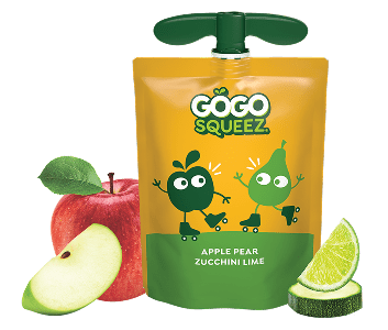 GoGo Squeez Fruit & VeggieZ Apple Pear Zucchini Lime Applesauce Pouch with new logo