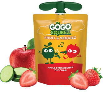 GoGo Squeez Fruit & VeggieZ Apple Strawberry Zucchini Applesauce Pouch with new logo