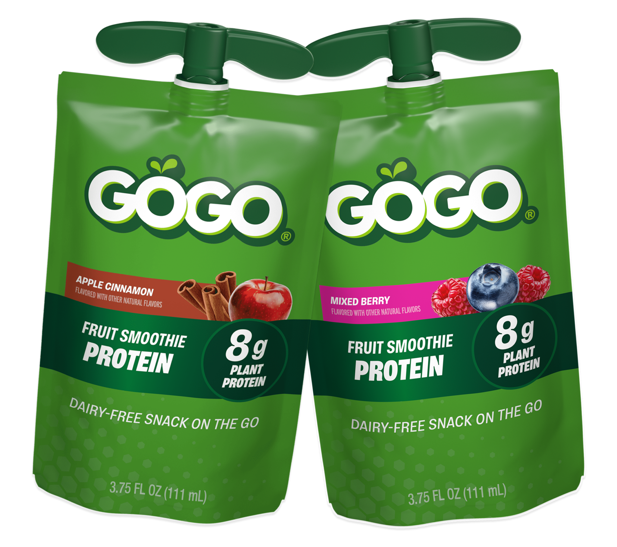 GoGo Dairy-Free Protein Apple Cinnamon & Mixed Berry 2 Pouches