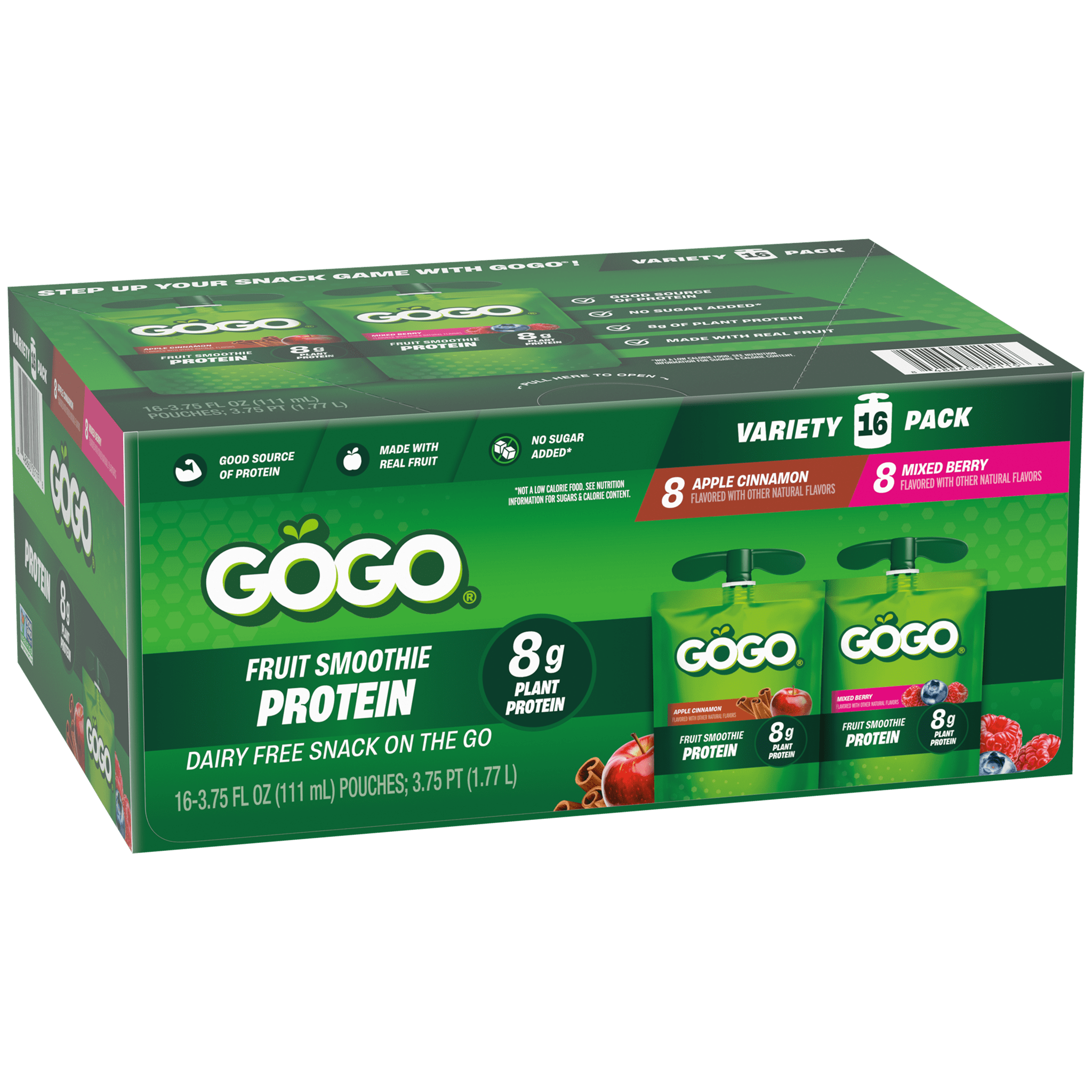 GoGo Dairy-Free Protein Apple Cinnamon & Mixed Berry 16 Pack
