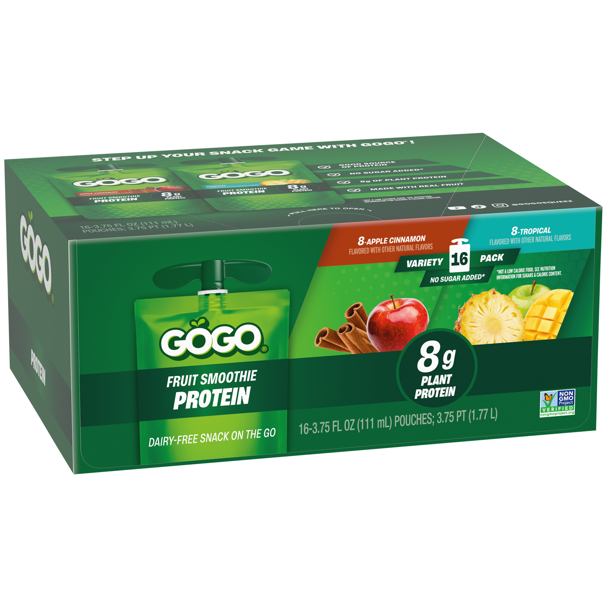 GoGo® Dairy-Free Protein Apple Cinnamon & Tropical 16 Pack