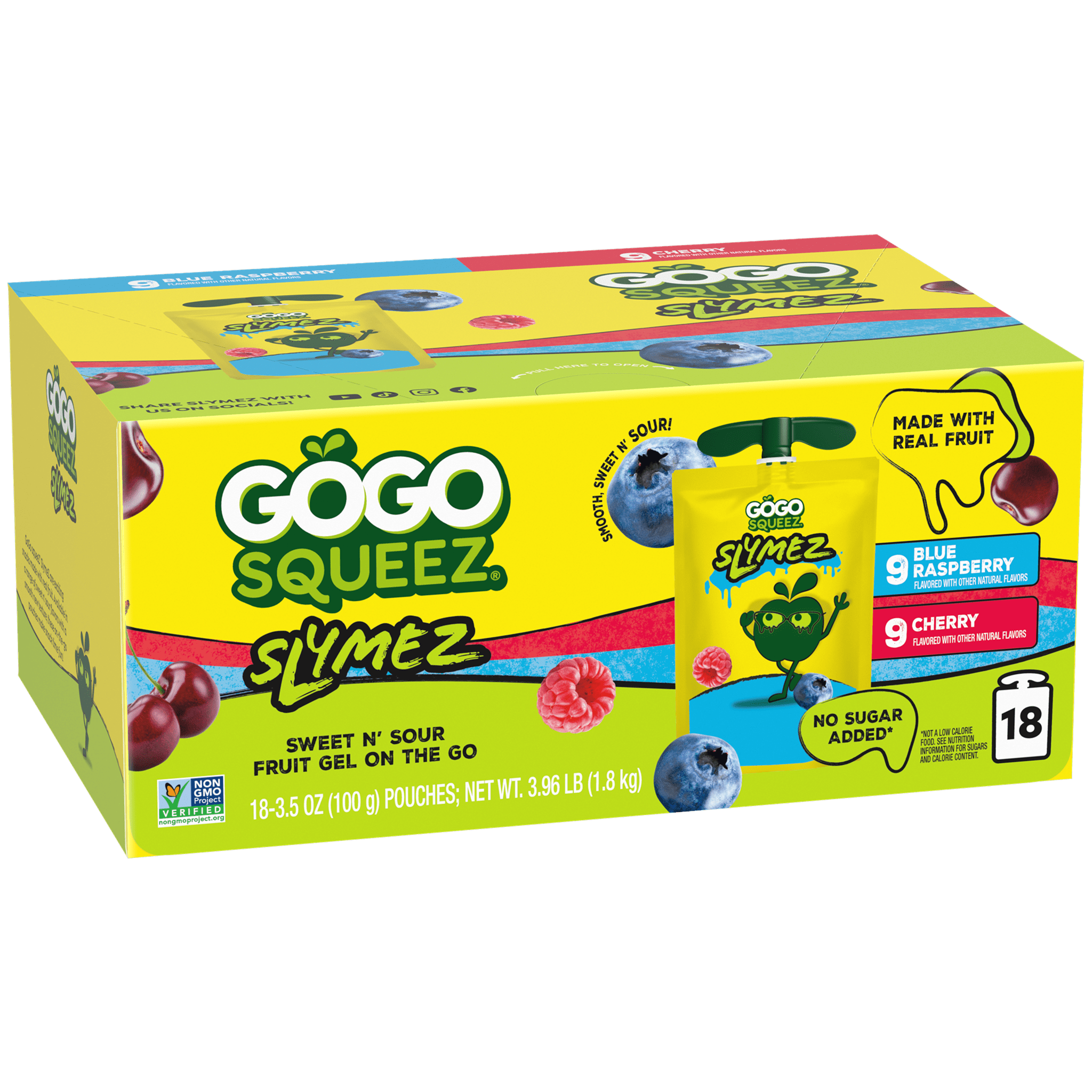 GoGo squeeZ Slymez Blue Raspberry & Cherry 18 Pack