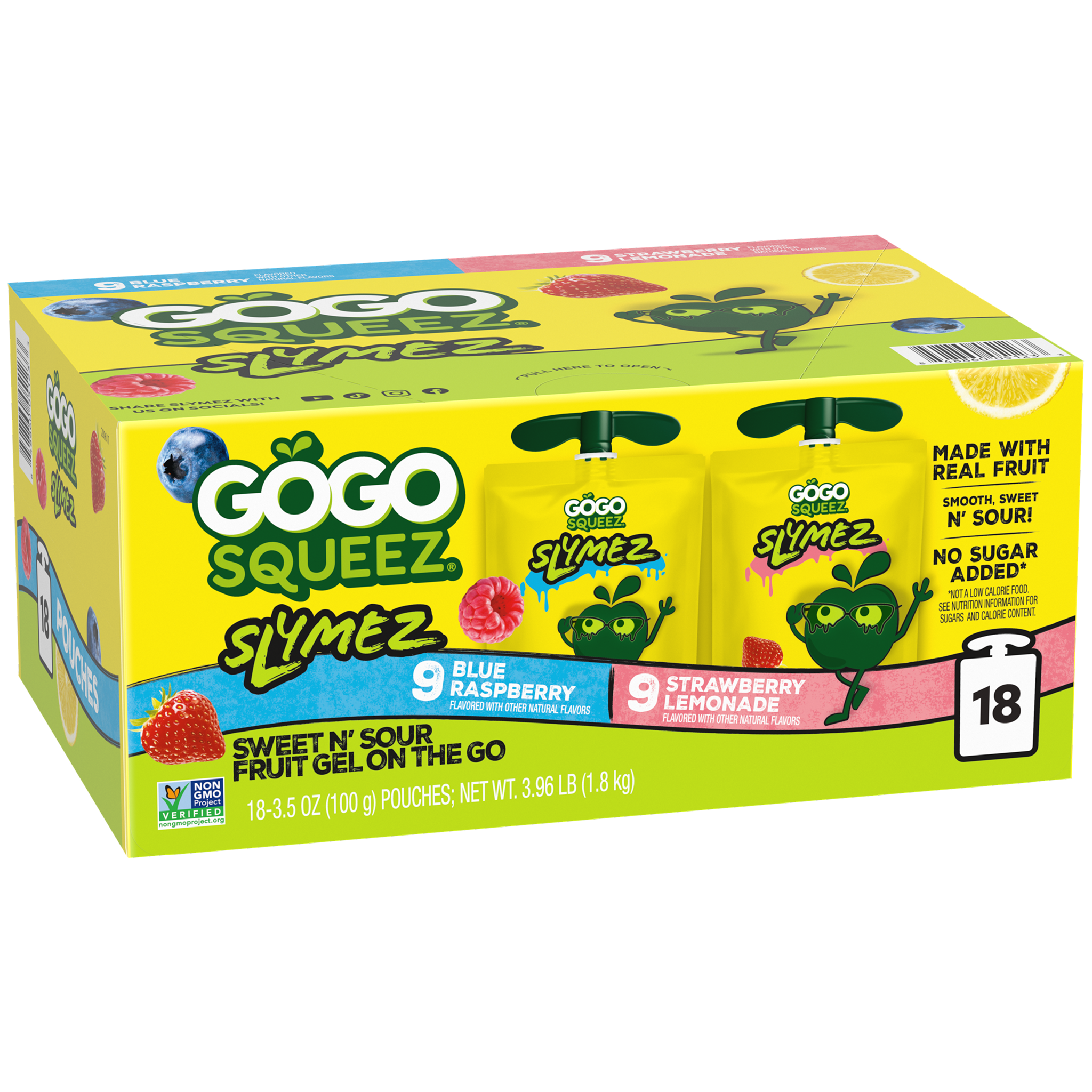 GoGo squeeZ Slymez Blue Raspberry & Strawberry Lemonade 18 Pack