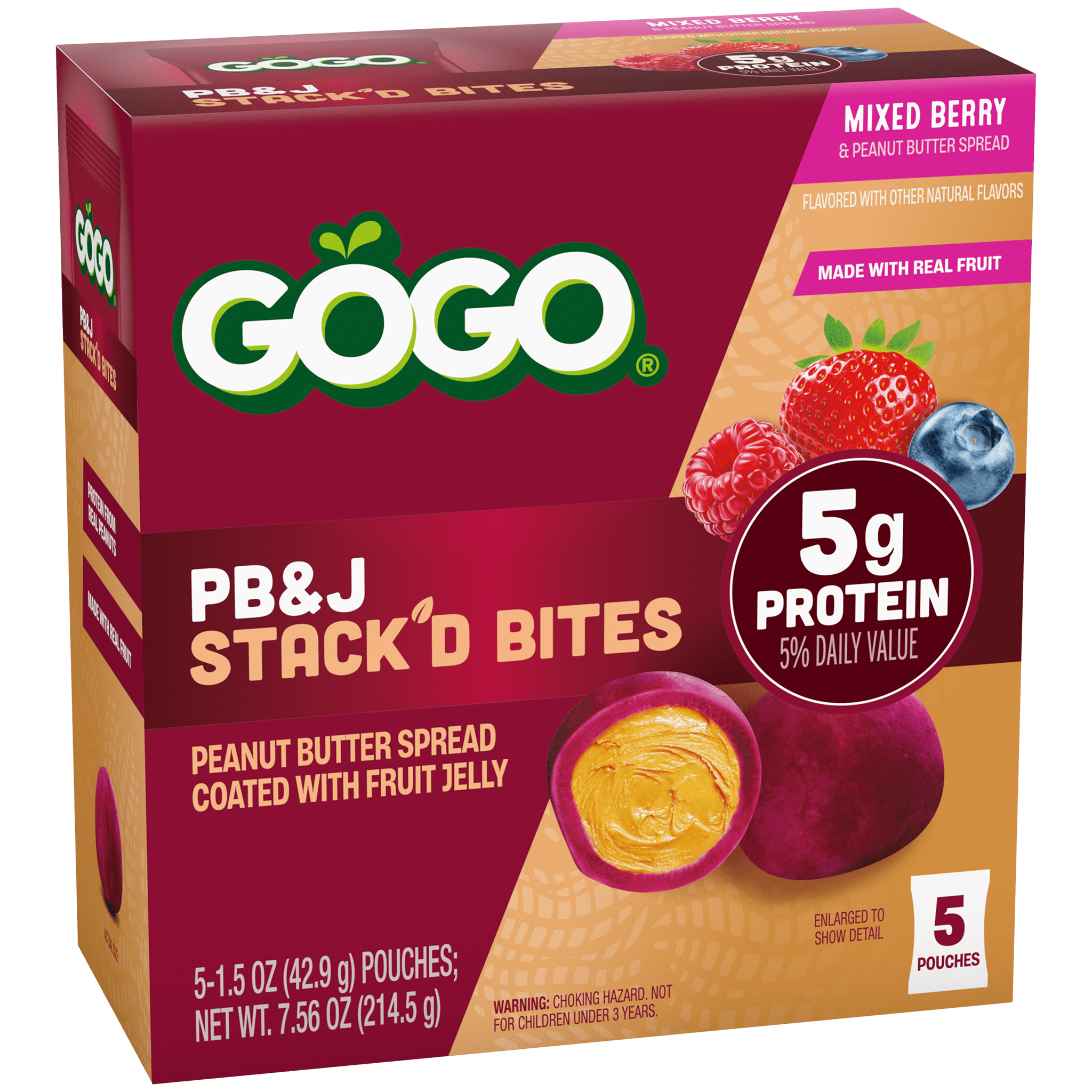GoGo® PB&J Stack'd Bites Mixed Berry 5 Pack