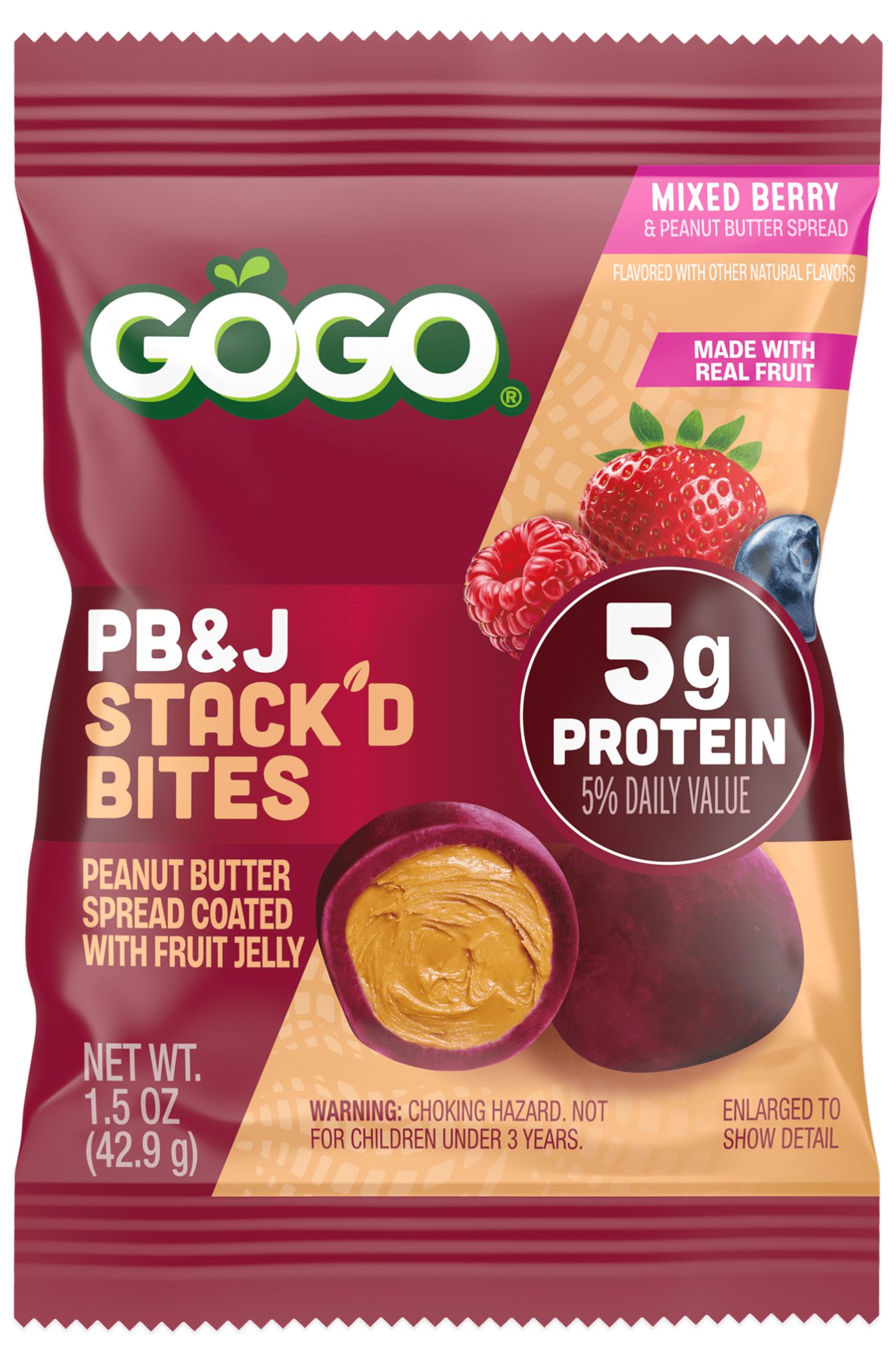 GoGo® PB&J Stack'd Bites Mixed Berry Pouch