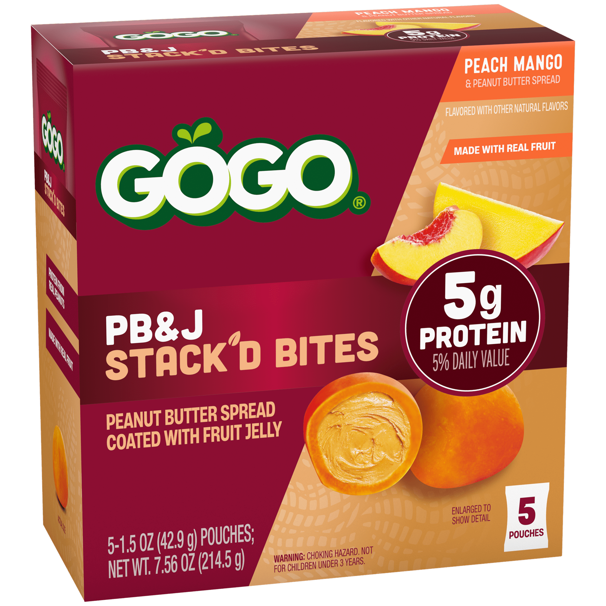GoGo® PB&J Stack'd Bites Peach Mango 5 Pack