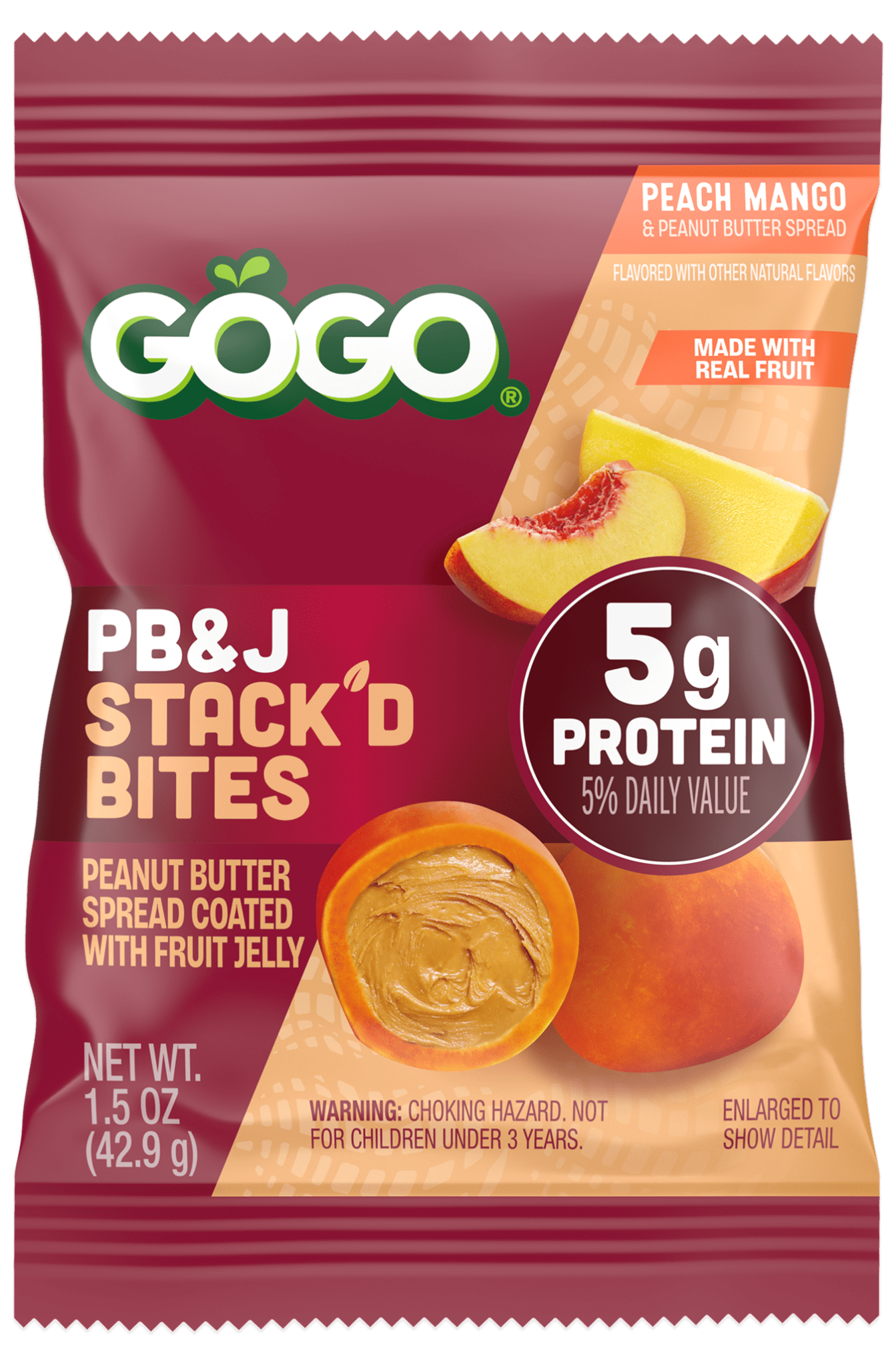 GoGo® PB&J Stack'd Bites Peach Mango Pouch