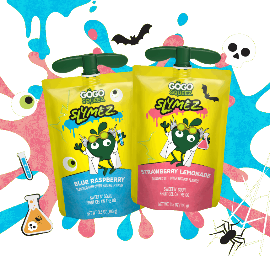 Slymez Halloween Hero - Mobile GoGo squeeZ SlymeZ Halloween Pack featuring Blue Raspberry and Strawberry Lemonade pouches