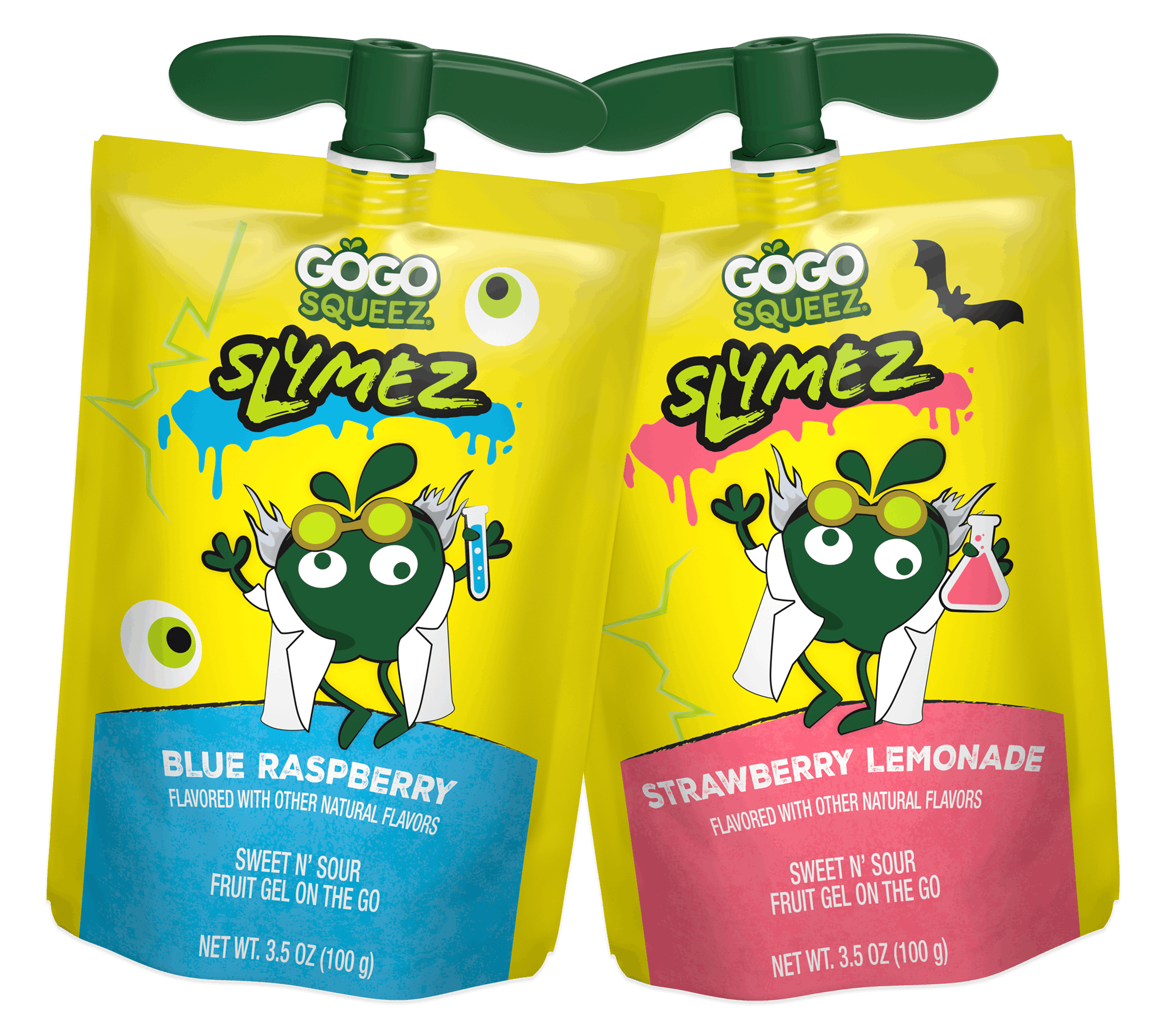 GoGo squeeZ SlymeZ Halloween pouches in Blue Raspberry and Strawberry Lemonade
